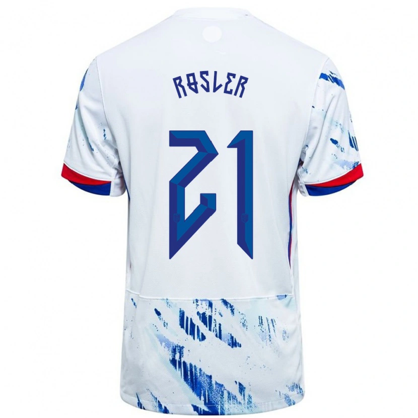 Danxen Kinderen Noorwegen Colin Rösler #21 Wit Blauw Uitshirt Uittenue 24-26 T-Shirt