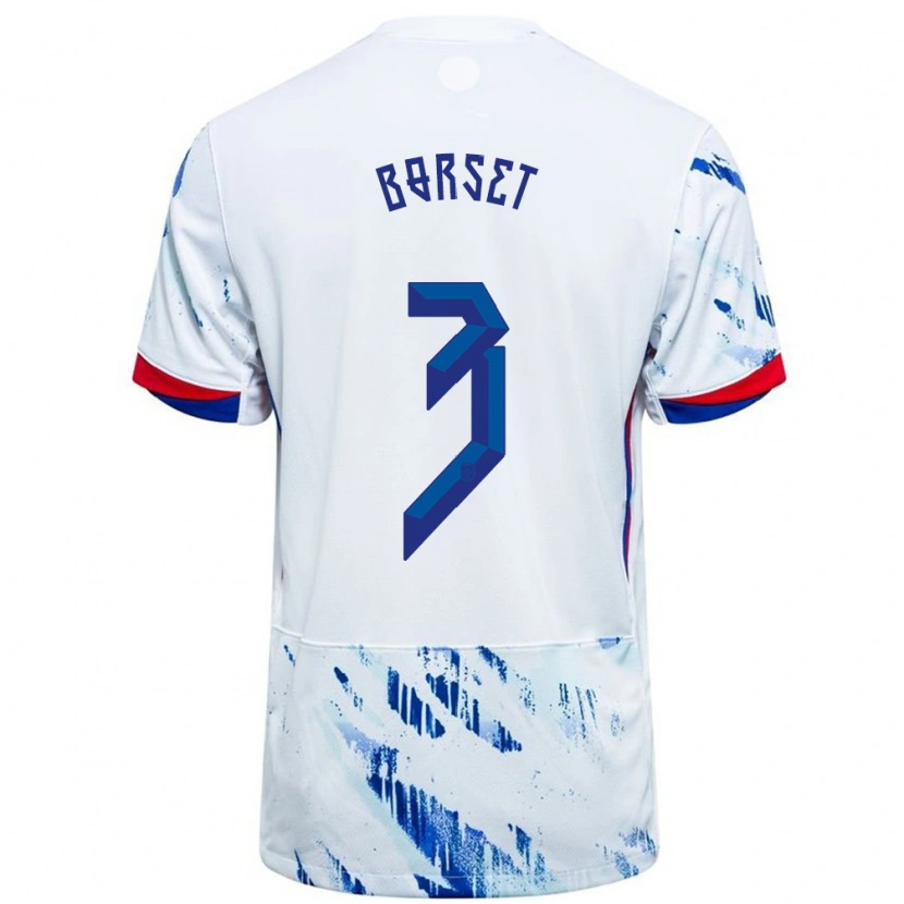 Danxen Kinderen Noorwegen Anders Børset #3 Wit Blauw Uitshirt Uittenue 24-26 T-Shirt