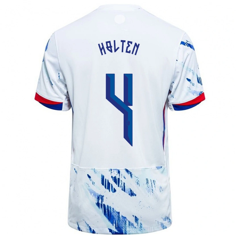 Danxen Kinderen Noorwegen Rasmus Holten #4 Wit Blauw Uitshirt Uittenue 24-26 T-Shirt