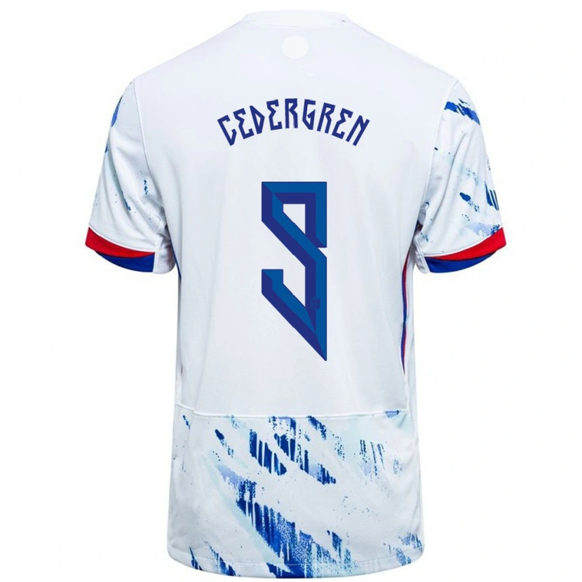 Danxen Kinderen Noorwegen Abel Cedergren #9 Wit Blauw Uitshirt Uittenue 24-26 T-Shirt