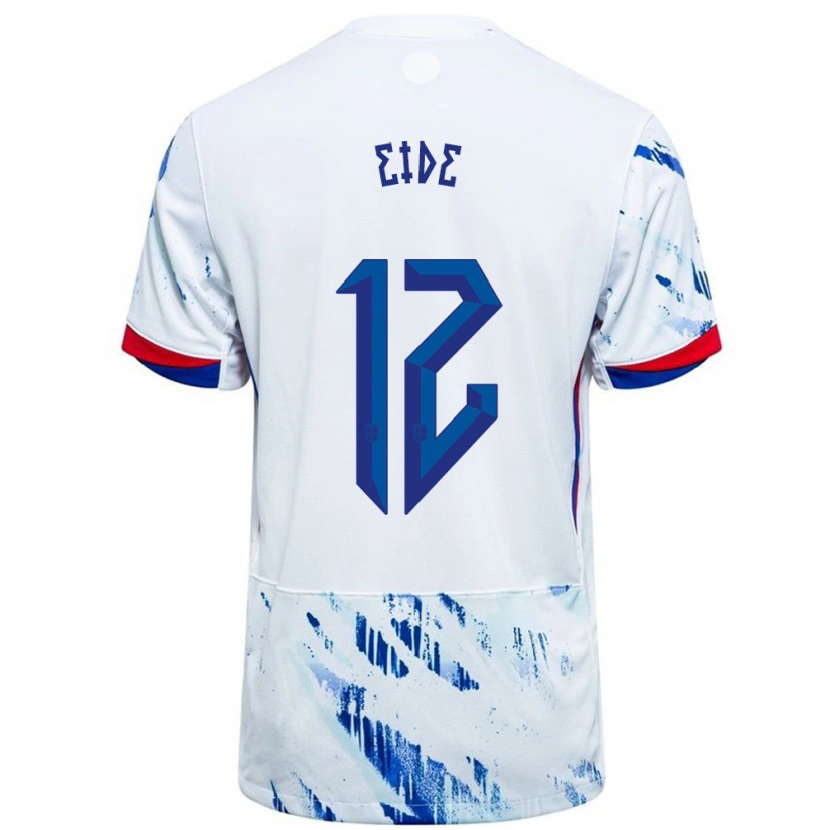 Danxen Kinderen Noorwegen Bernard Eide #12 Wit Blauw Uitshirt Uittenue 24-26 T-Shirt