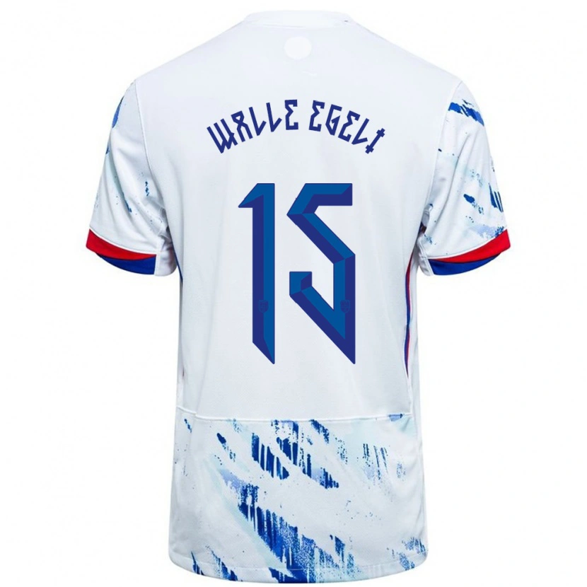 Danxen Kinderen Noorwegen Sindre Walle Egeli #15 Wit Blauw Uitshirt Uittenue 24-26 T-Shirt