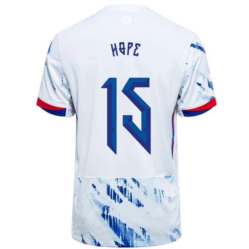 Danxen Kinderen Noorwegen Mikkel Hope #15 Wit Blauw Uitshirt Uittenue 24-26 T-Shirt