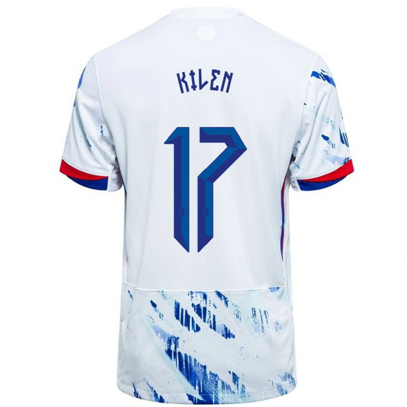 Danxen Kinderen Noorwegen Sander Kilen #17 Wit Blauw Uitshirt Uittenue 24-26 T-Shirt