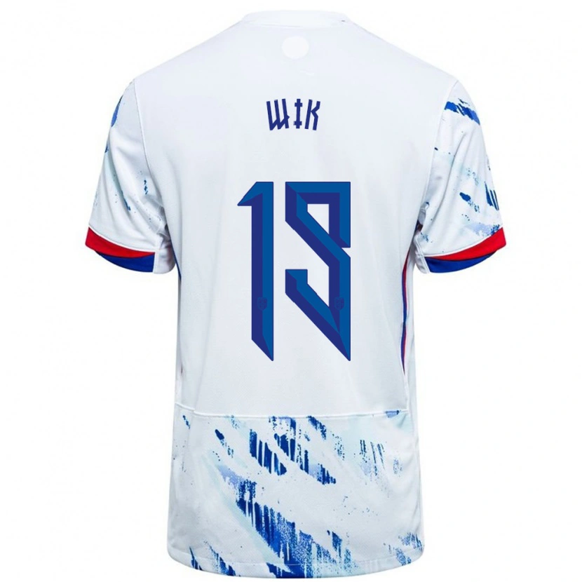 Danxen Kinderen Noorwegen Nicholas Wik #19 Wit Blauw Uitshirt Uittenue 24-26 T-Shirt