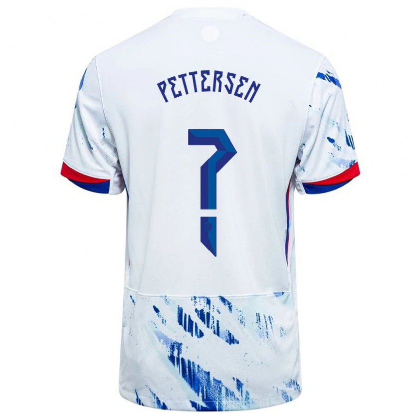Danxen Kinderen Noorwegen Guro Pettersen #0 Wit Blauw Uitshirt Uittenue 24-26 T-Shirt