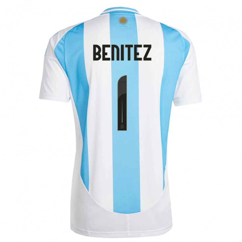 Danxen Heren Argentinië Walter Benítez #1 Wit Blauw Thuisshirt Thuistenue 24-26 T-Shirt
