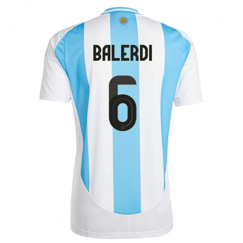 Danxen Heren Argentinië Leonardo Balerdi #6 Wit Blauw Thuisshirt Thuistenue 24-26 T-Shirt