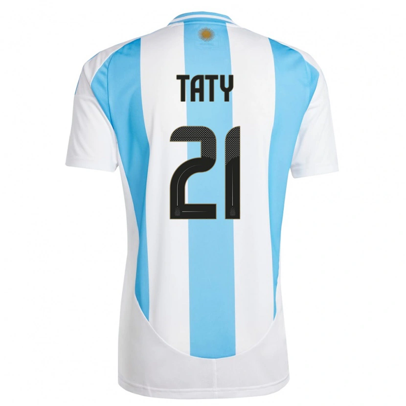 Danxen Heren Argentinië Taty Castellanos #21 Wit Blauw Thuisshirt Thuistenue 24-26 T-Shirt
