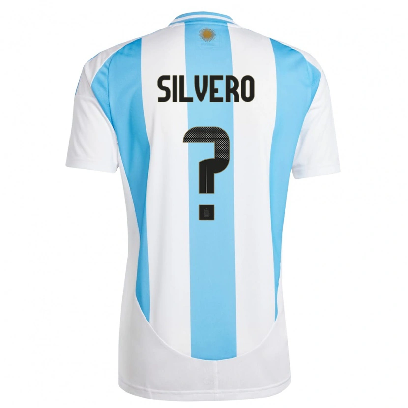 Danxen Heren Argentinië Thiago Silvero #0 Wit Blauw Thuisshirt Thuistenue 24-26 T-Shirt