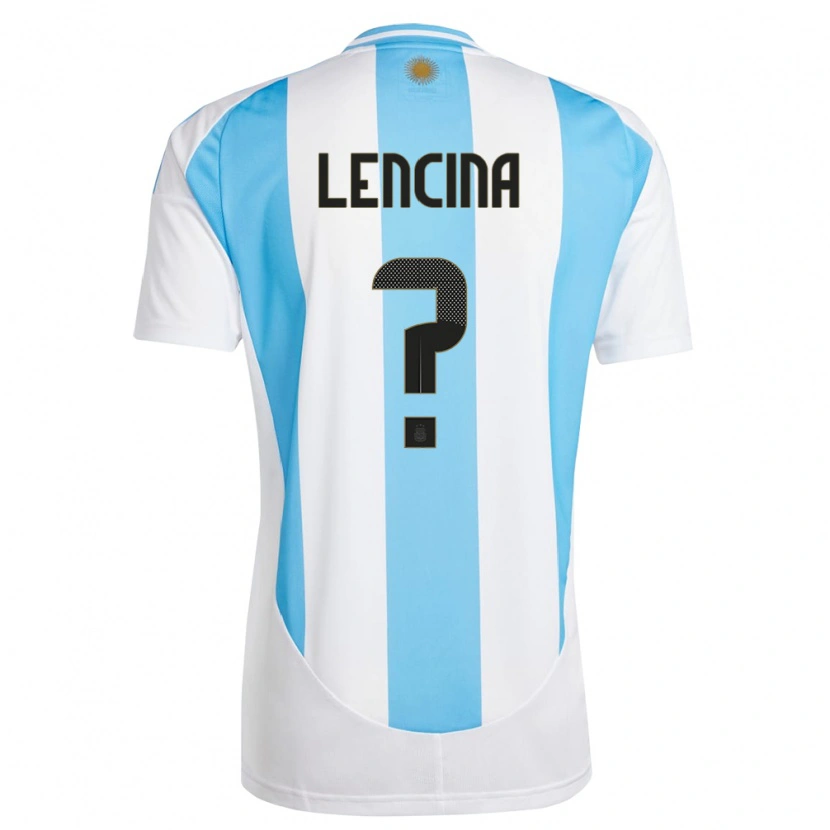 Danxen Heren Argentinië Santiago Lencina #0 Wit Blauw Thuisshirt Thuistenue 24-26 T-Shirt