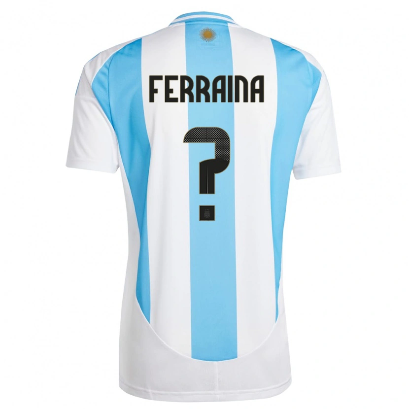 Danxen Heren Argentinië Giovanni Ferraina #0 Wit Blauw Thuisshirt Thuistenue 24-26 T-Shirt