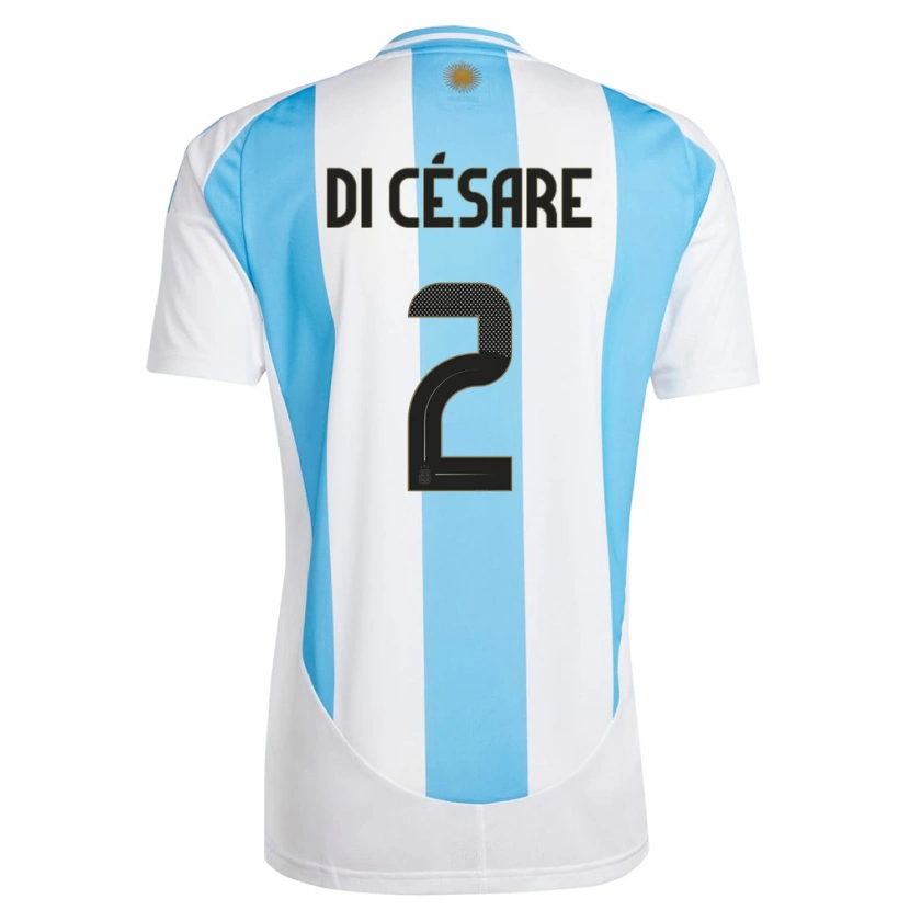 Danxen Heren Argentinië Marco Di Césare #2 Wit Blauw Thuisshirt Thuistenue 24-26 T-Shirt