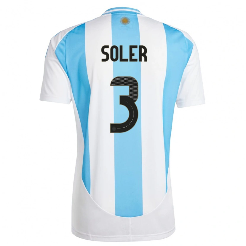 Danxen Heren Argentinië Julio Soler #3 Wit Blauw Thuisshirt Thuistenue 24-26 T-Shirt