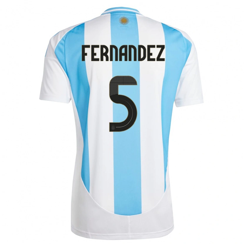 Danxen Heren Argentinië Ezequiel Fernández #5 Wit Blauw Thuisshirt Thuistenue 24-26 T-Shirt