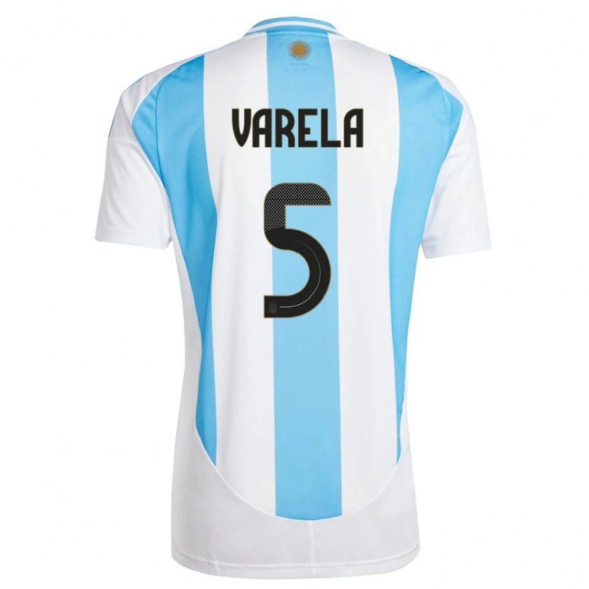 Danxen Heren Argentinië Alan Varela #5 Wit Blauw Thuisshirt Thuistenue 24-26 T-Shirt