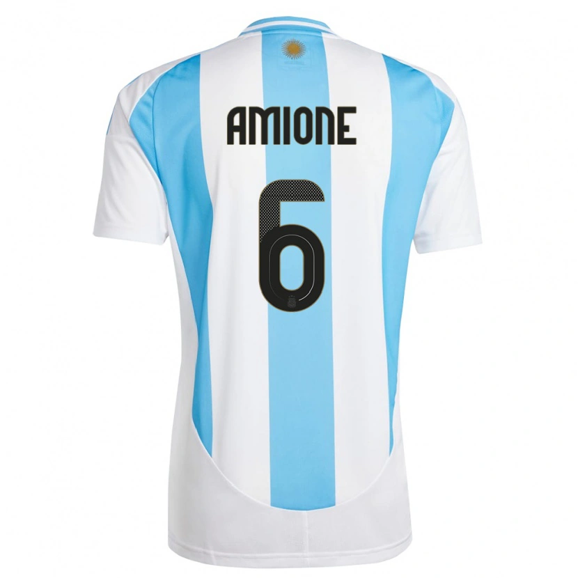Danxen Heren Argentinië Bruno Amione #6 Wit Blauw Thuisshirt Thuistenue 24-26 T-Shirt
