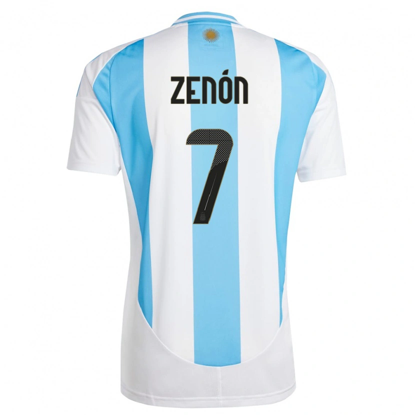 Danxen Heren Argentinië Kevin Zenón #7 Wit Blauw Thuisshirt Thuistenue 24-26 T-Shirt