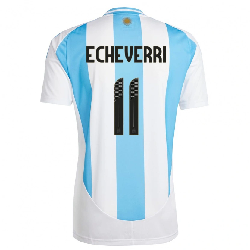 Danxen Heren Argentinië Claudio Echeverri #11 Wit Blauw Thuisshirt Thuistenue 24-26 T-Shirt