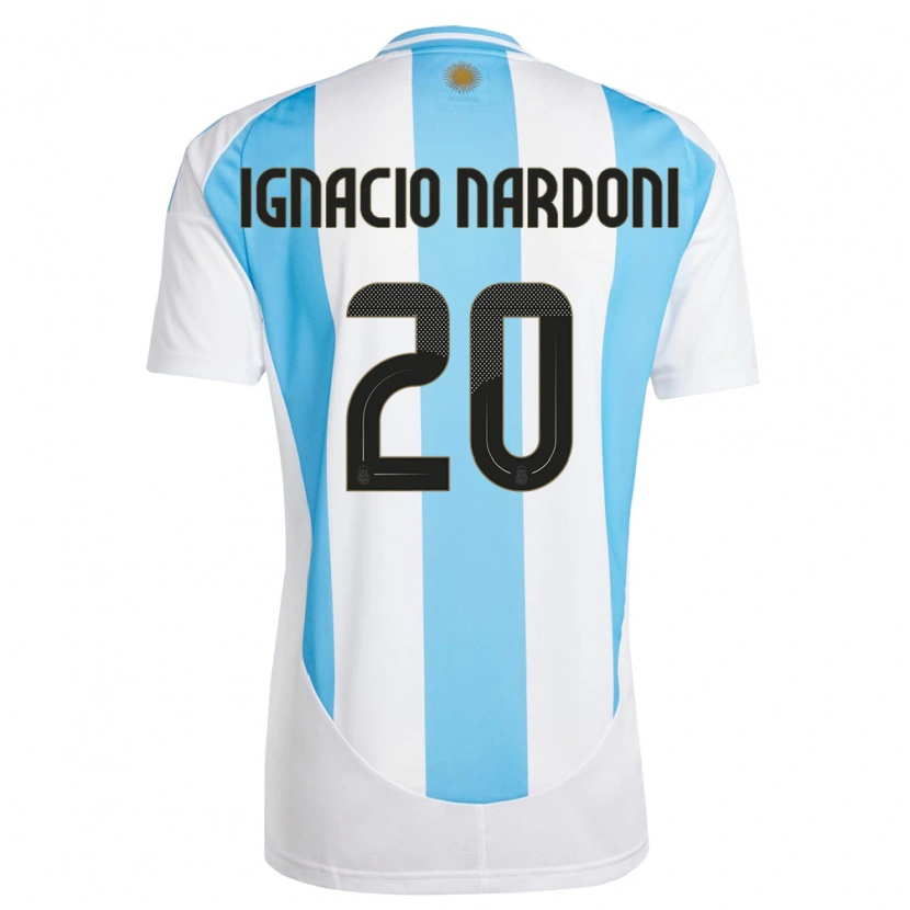 Danxen Heren Argentinië Juan Ignacio Nardoni #20 Wit Blauw Thuisshirt Thuistenue 24-26 T-Shirt