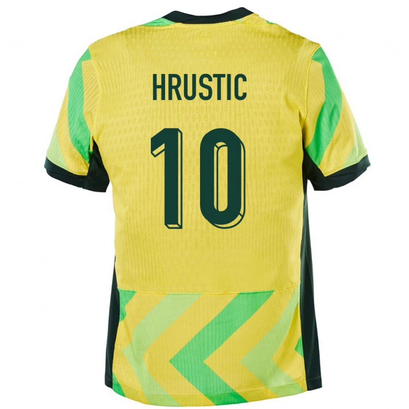 Danxen Heren Australië Ajdin Hrustić #10 Goud Thuisshirt Thuistenue 24-26 T-Shirt