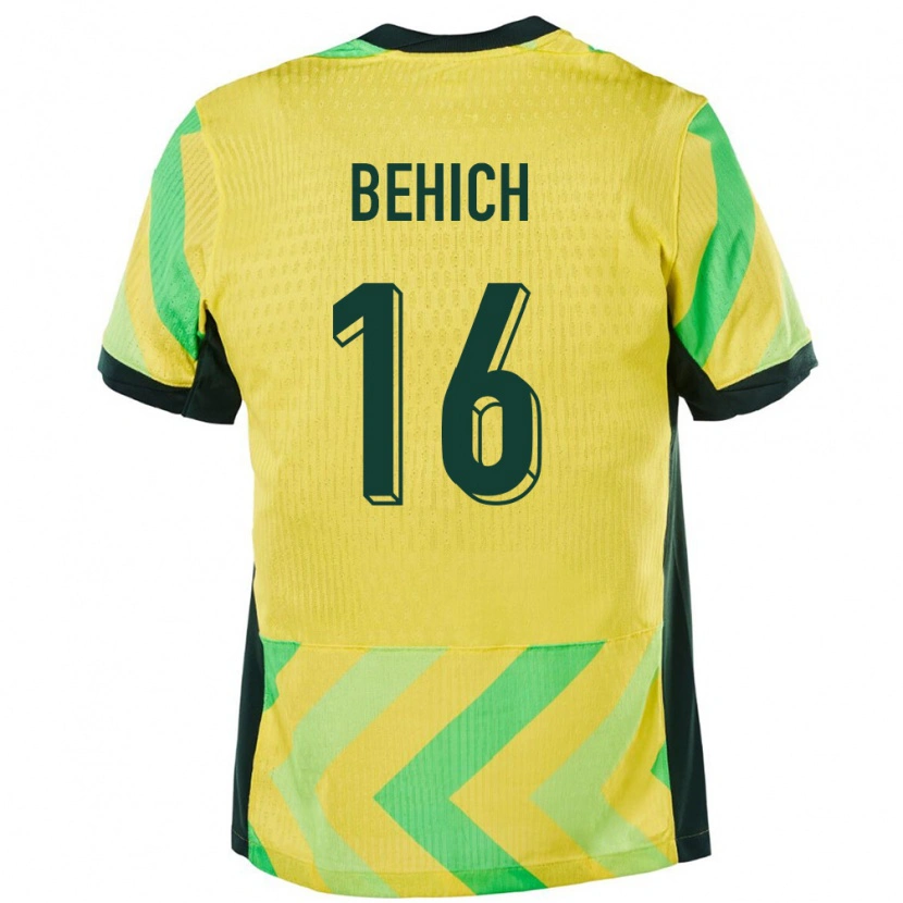 Danxen Heren Australië Aziz Behich #16 Goud Thuisshirt Thuistenue 24-26 T-Shirt