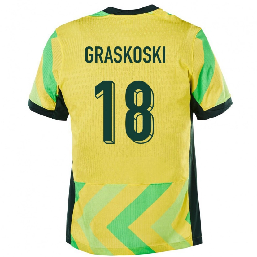 Danxen Heren Australië Daniel Graskoski #18 Goud Thuisshirt Thuistenue 24-26 T-Shirt