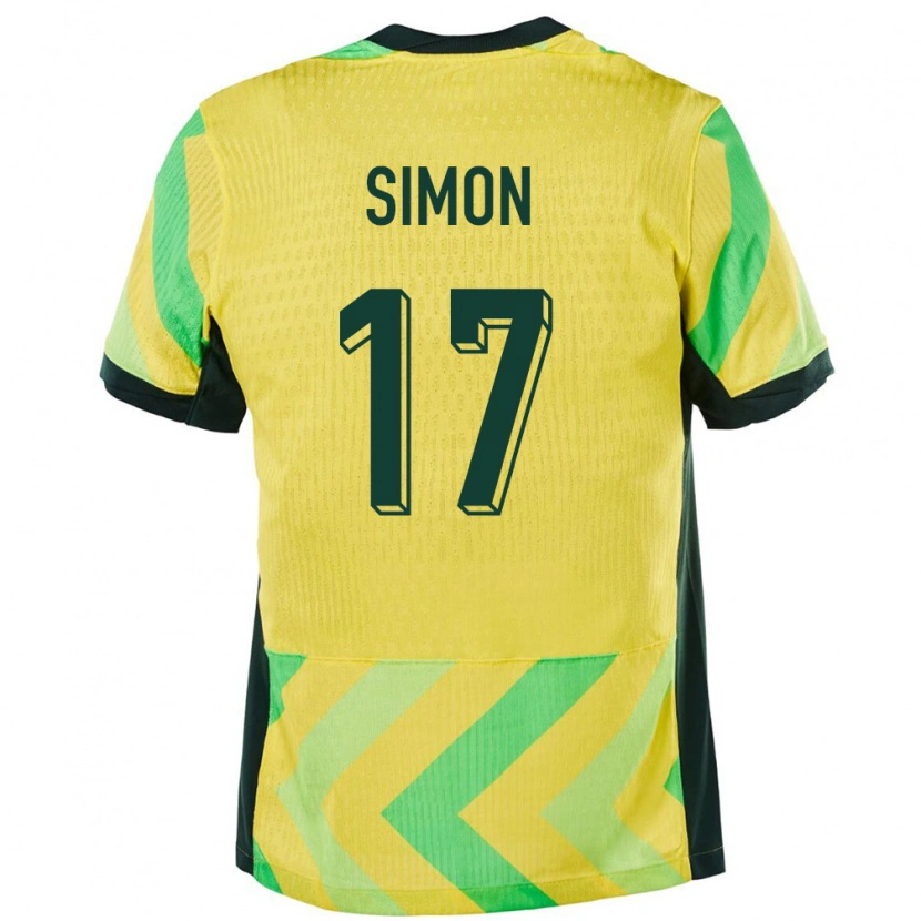 Danxen Heren Australië Kyah Simon #17 Goud Thuisshirt Thuistenue 24-26 T-Shirt