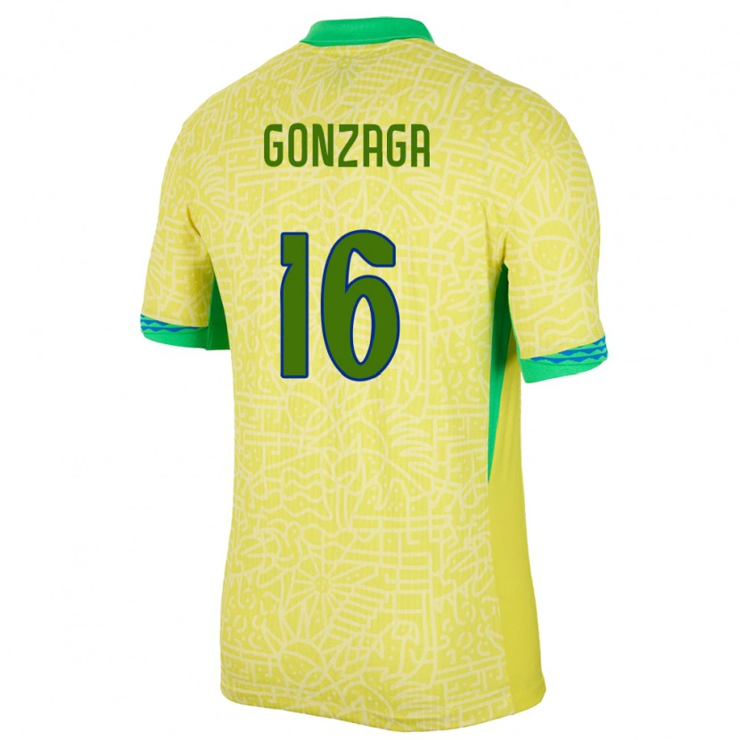Danxen Heren Brazilië Rafael Gonzaga #16 Geel Thuisshirt Thuistenue 24-26 T-Shirt