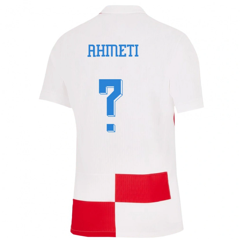 Danxen Heren Kroatië Dukan Ahmeti #0 Wit Rood Thuisshirt Thuistenue 24-26 T-Shirt