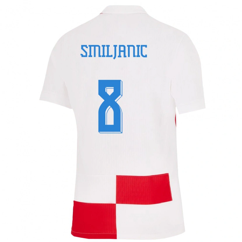 Danxen Heren Kroatië Pavle Smiljanic #8 Wit Rood Thuisshirt Thuistenue 24-26 T-Shirt