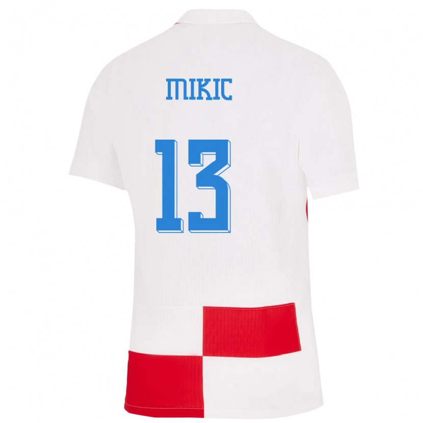Danxen Heren Kroatië Noa Mikic #13 Wit Rood Thuisshirt Thuistenue 24-26 T-Shirt