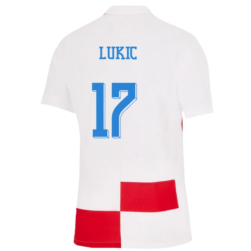 Danxen Heren Kroatië Oliver Lukic #17 Wit Rood Thuisshirt Thuistenue 24-26 T-Shirt