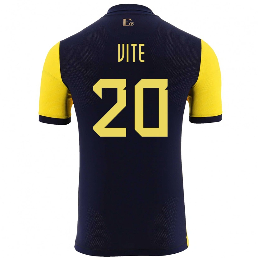 Danxen Heren Ecuador Pedro Vite #20 Geel Thuisshirt Thuistenue 24-26 T-Shirt