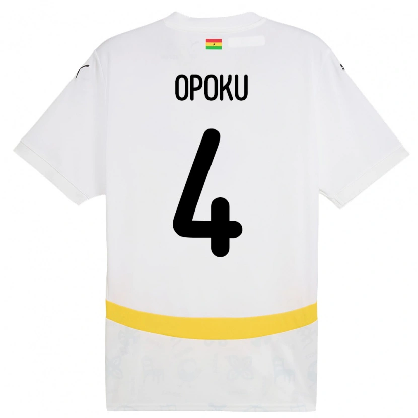 Danxen Heren Ghana Nicholas Opoku #4 Wit Thuisshirt Thuistenue 24-26 T-Shirt