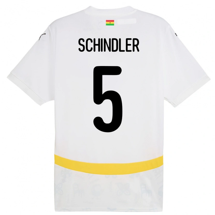 Danxen Heren Ghana Kingsley Schindler #5 Wit Thuisshirt Thuistenue 24-26 T-Shirt