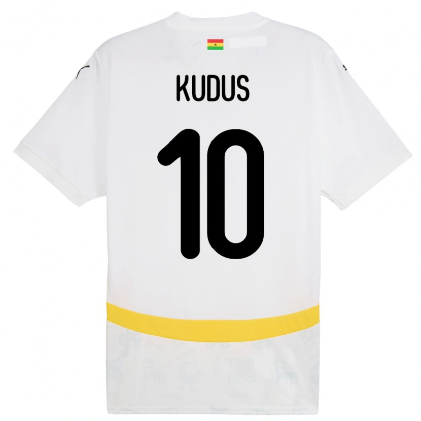 Danxen Heren Ghana Mohammed Kudus #10 Wit Thuisshirt Thuistenue 24-26 T-Shirt