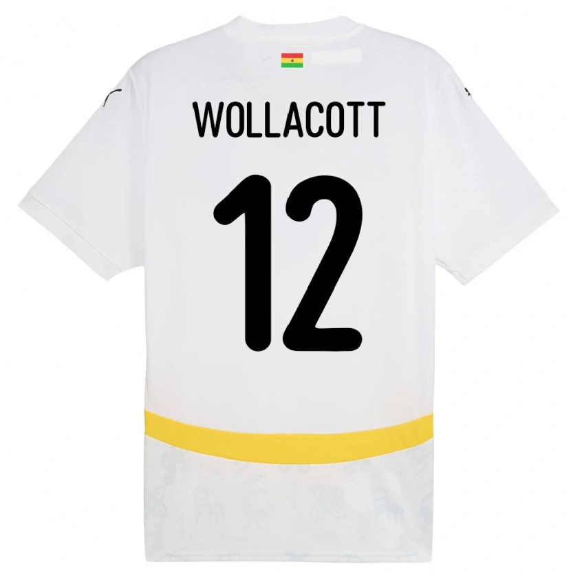 Danxen Heren Ghana Joe Wollacott #12 Wit Thuisshirt Thuistenue 24-26 T-Shirt