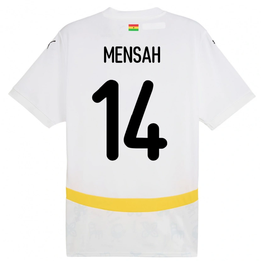 Danxen Heren Ghana Gideon Mensah #14 Wit Thuisshirt Thuistenue 24-26 T-Shirt