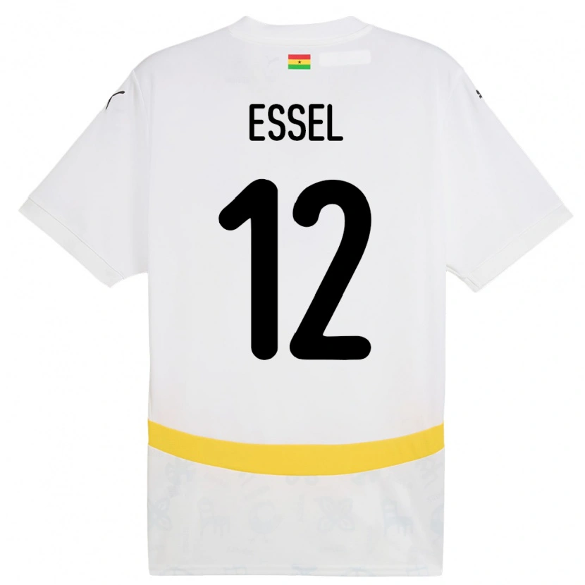 Danxen Heren Ghana Aaron Essel #12 Wit Thuisshirt Thuistenue 24-26 T-Shirt