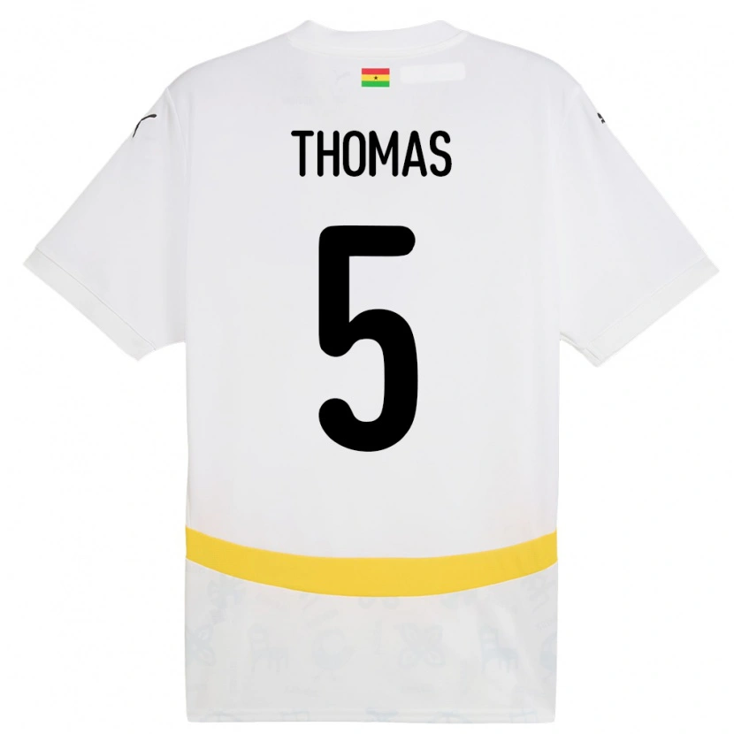 Danxen Heren Ghana Thomas Partey #5 Wit Thuisshirt Thuistenue 24-26 T-Shirt