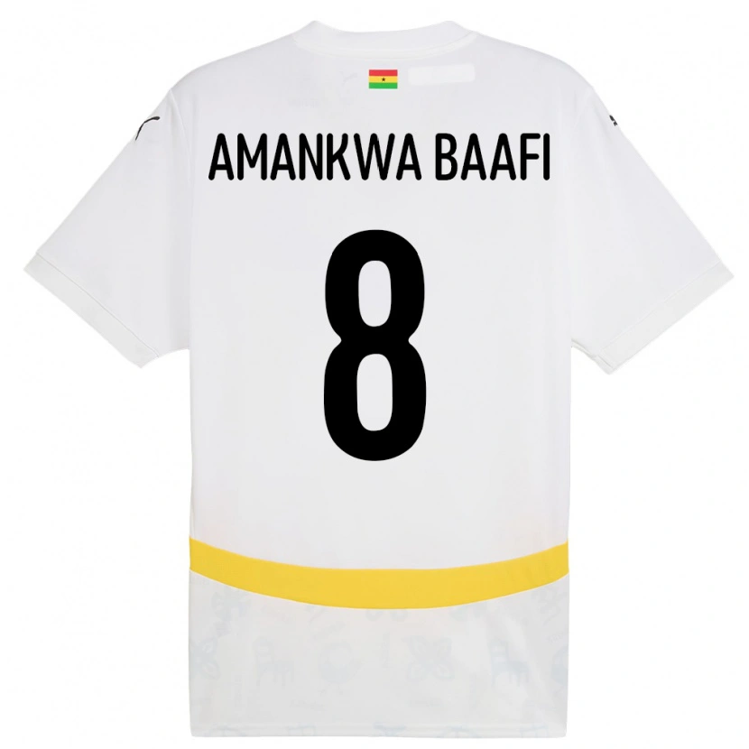Danxen Heren Ghana Yaw Amankwa Baafi #8 Wit Thuisshirt Thuistenue 24-26 T-Shirt