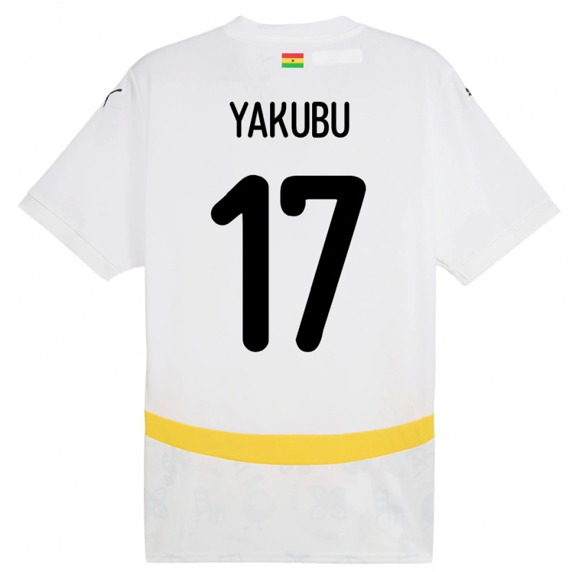 Danxen Heren Ghana Mustapha Yakubu #17 Wit Thuisshirt Thuistenue 24-26 T-Shirt