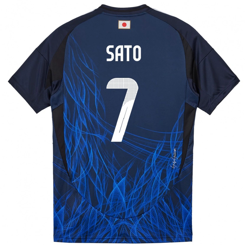 Danxen Heren Japan Ryunosuke Sato #7 Donkerblauw Thuisshirt Thuistenue 24-26 T-Shirt