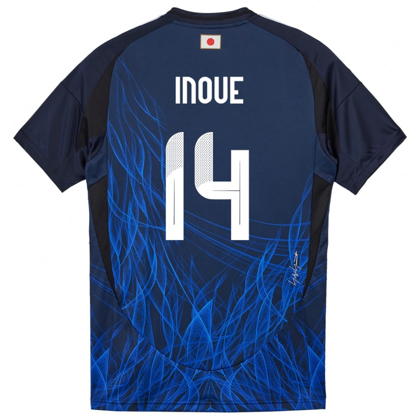 Danxen Heren Japan Ayaka Inoue #14 Donkerblauw Thuisshirt Thuistenue 24-26 T-Shirt
