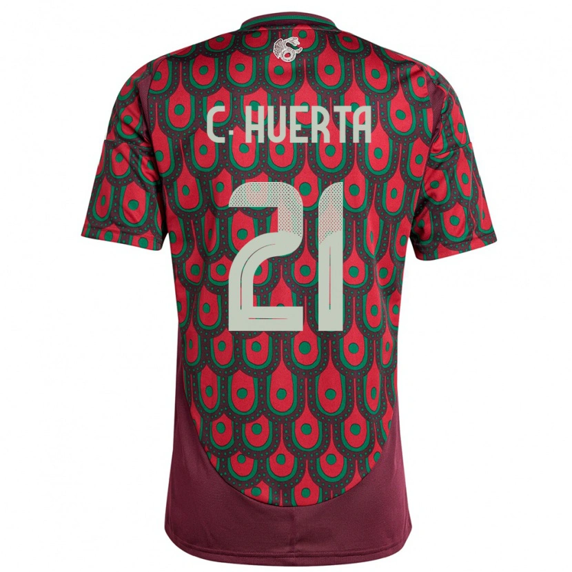 Danxen Heren Mexico César Huerta #21 Kastanjebruin Thuisshirt Thuistenue 24-26 T-Shirt
