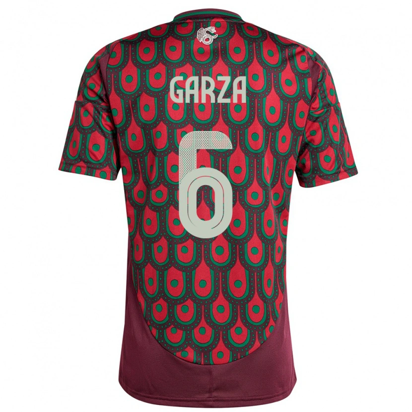 Danxen Heren Mexico César Garza #6 Kastanjebruin Thuisshirt Thuistenue 24-26 T-Shirt