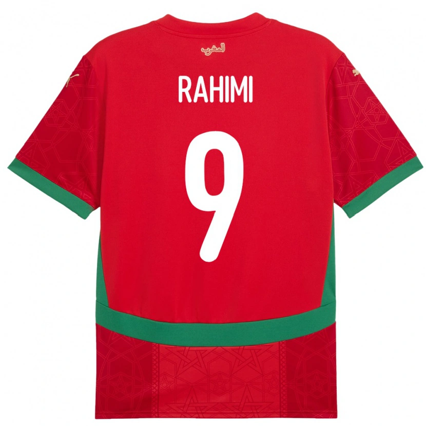 Danxen Heren Marokko Soufiane Rahimi #9 Rood Thuisshirt Thuistenue 24-26 T-Shirt