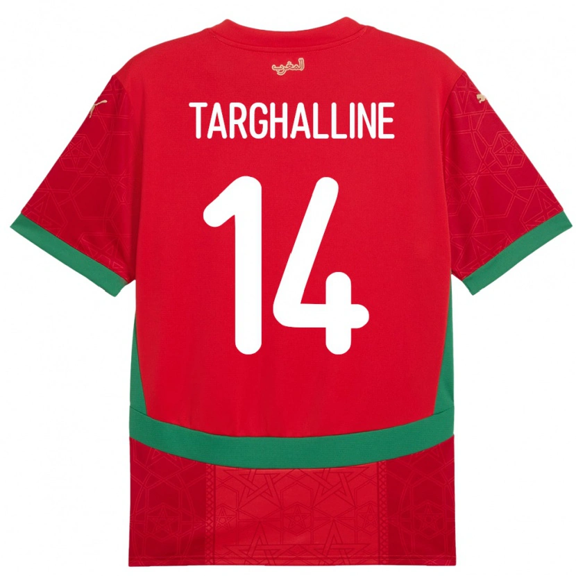 Danxen Heren Marokko Oussama Targhalline #14 Rood Thuisshirt Thuistenue 24-26 T-Shirt
