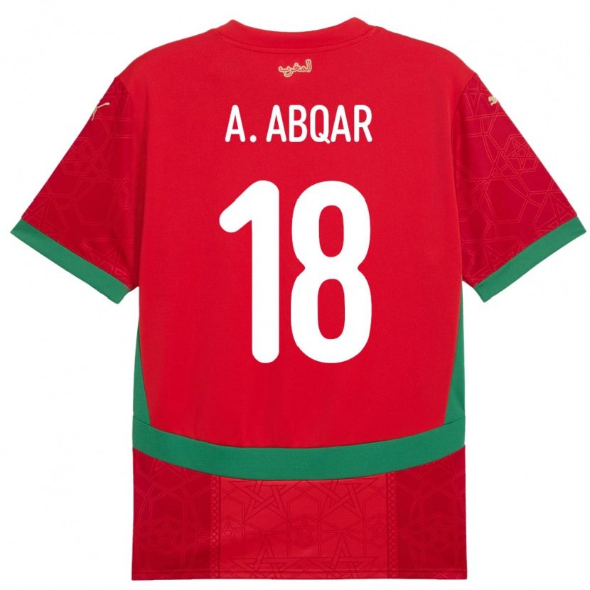 Danxen Heren Marokko Abdel Abqar #18 Rood Thuisshirt Thuistenue 24-26 T-Shirt